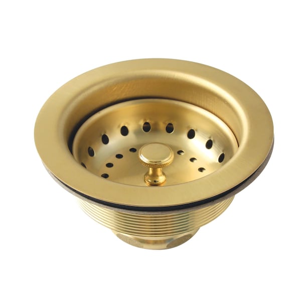 312 Inch Stainless Steel Kitchen Sink Basket Strainer, Brushed Brass